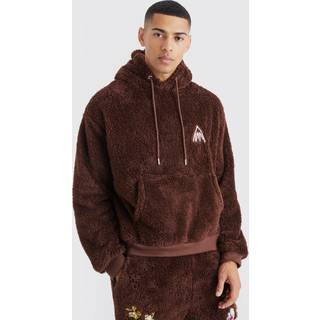 Mens Chocolate Oversized Boxy Man Embroidery Hoodie