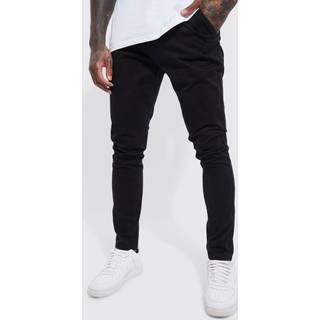 Mens Black Fixed Waist Skinny Fit Chino Trousers