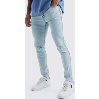 Mens Ice Blue Skinny Jeans With Slash Knee