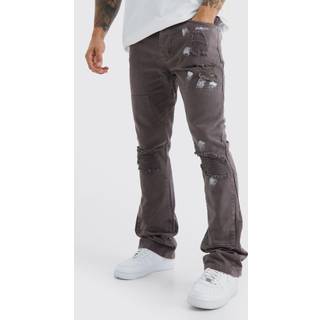 Mens Mid Grey Slim Worker Panel Paint Splatter Jeans