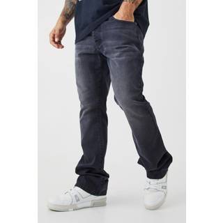 Mens Washed Black Slim Rigid Flare Jean