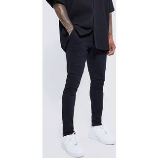 Mens Black Fixed Waist Stretch Skinny Chino