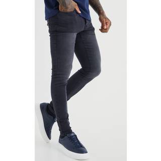 Mens Washed Black Super Skinny Stretch Jean