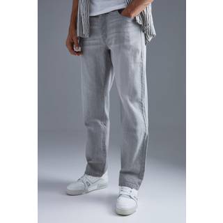 Mens Light Grey Relaxed Fit Rigid Jeans
