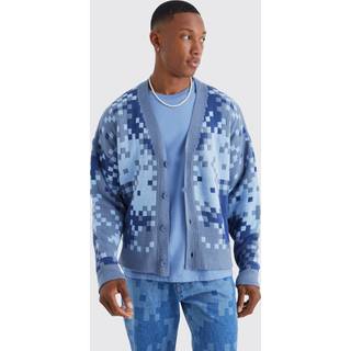 Mens Indigo Boxy Fit Denim Puffer Jacket With Bomber Neck