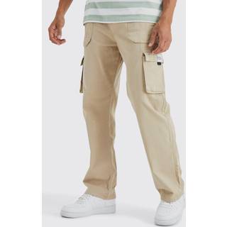 Mens Stone Elasticated Waist Relaxed Fit Buckle Cargo Trouser