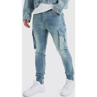 Mens Antique Blue Skinny Stretch Cargo Jean