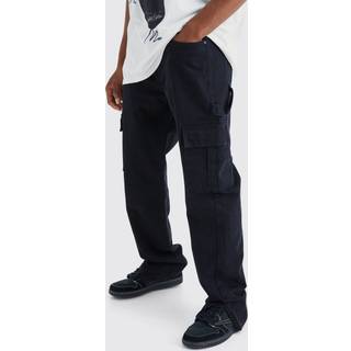 Mens True Black Relaxed Rigid Carpenter Split Hem Jean