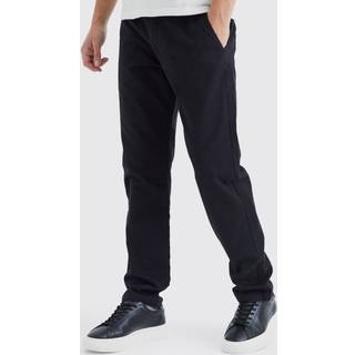 Mens Black Fixed Waist Slim Chino Trouser