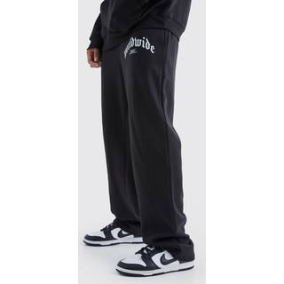 Mens Black Relaxed Worldwide Graphic Joggers