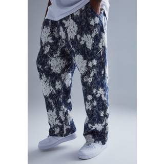 Mens Light Blue Plus Relaxed Fit Tapestry Trouser