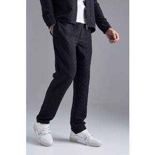 Mens Black Tonal Geo Smart Straight Trouser