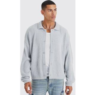 Mens Grey Boxy Fit Brushed Knit Shirt
