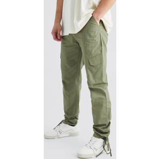 Mens Khaki Tall Slim Ripstop Cargo Tonal Print Trouser