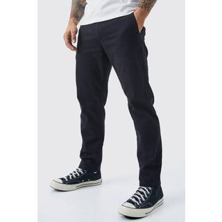 Mens Black Fixed Waist Slim Cropped Chino