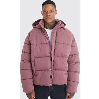Mens Mauve Boxy Crinkle Nylon Puffer