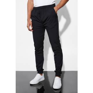 Mens Black Elasticated Slim Cuff Trouser