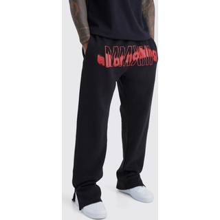 Mens Black Split Hem All Or Nothing Crotch Print Jogger
