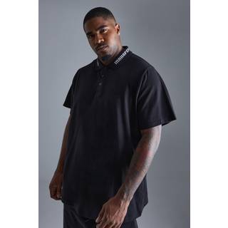 Mens Black Plus Man Ofcl Collar Pique Polo