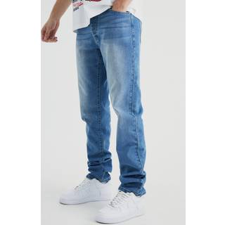 Mens Mid Blue Tall Straight Rigid Jeans