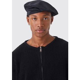 Mens Black Satin Nylon Beret
