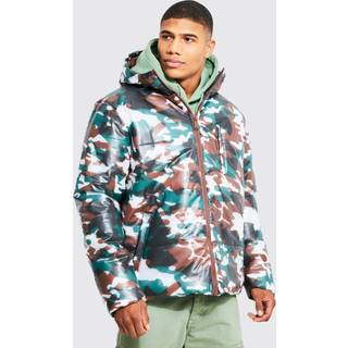 Mens Multi Camo Transparent Puffer