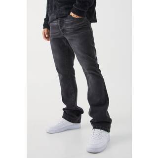 Mens Charcoal Slim Flare Rigid Washed Jeans
