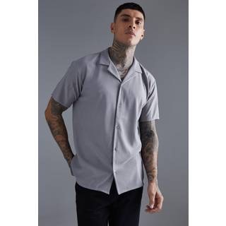 Mens Grey Oversized Pleated Revere Shirt