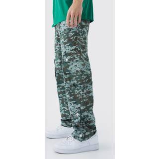 Mens Khaki Straight Leg 3d Multi Cargo Camo Trouser