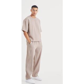 Mens Mocha Pleated Oversized Boxy T-shirt & Trouser