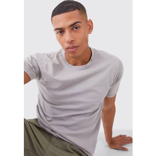 Mens Light Grey Slim Fit Man Washed Crew Neck T-shirt