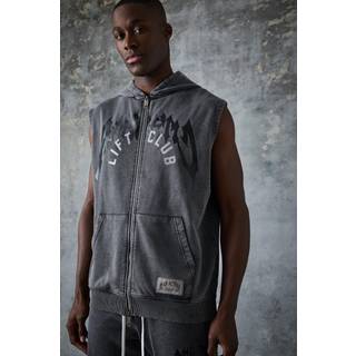 Mens Black Man Active Oversized Washed Sleeveless Hoodie
