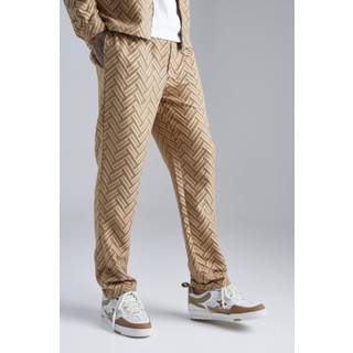Mens Stone Tonal Geo Smart Straight Trouser