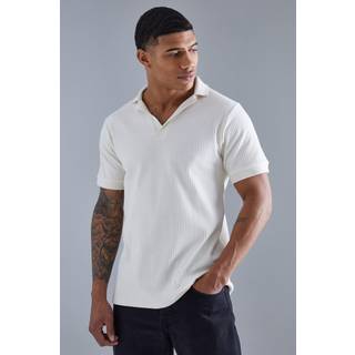 Mens Ecru Slim Rib Revere Polo