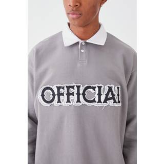 Mens Stone Oversized Offcl Rugby Distressed Polo