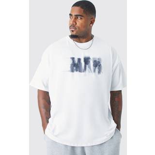 Mens White Plus Oversized Man Blurred Chest Print T-shirt