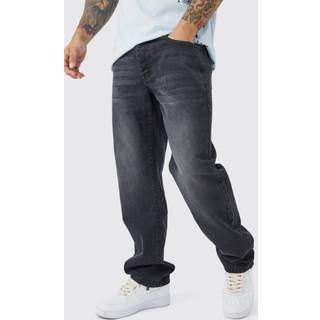 Mens Washed Black Relaxed Rigid Washed Jeans