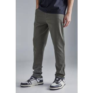 Mens Khaki Fixed Waist Slim Fit Technical Golf Stretch Trouser