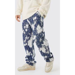 Mens Light Blue Relaxed Fit Tapestry Trouser