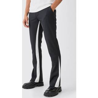 Mens Black Tailored Gusset Detail Flared Trousers