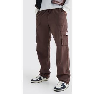 Mens Chocolate Tall Elastic Waist Relaxed Fit Buckle Cargo Jogger