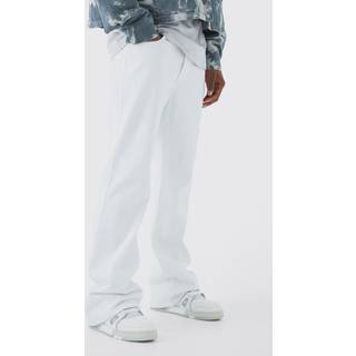 Mens White Relaxed Rigid Flare Jean