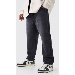 Mens Washed Black Plus Tapered Rigid Jeans