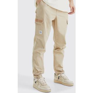 Mens Stone Tall Elastic Comfort Felt Detail Cargo Trouser