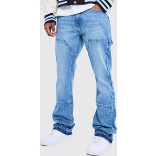 Mens Antique Wash Slim Flare Worker Panel Jeans