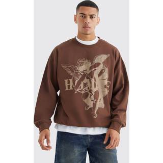 Mens Chocolate Oversized Homme Graphic Sweatshirt
