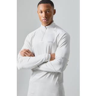 Mens Light Grey Man Active Raglan Slim Fit 1/4 Zip