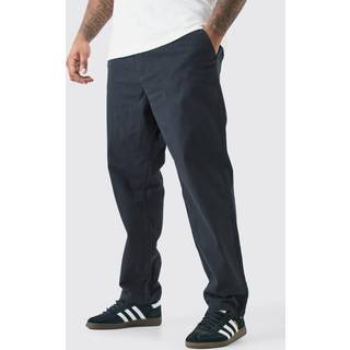 Mens Black Plus Fixed Waist Straight Fit Chino Trousers