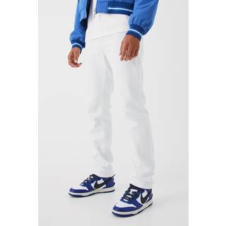 Mens White Straight Rigid Jean