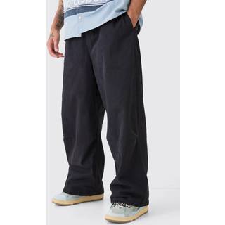 Mens Black Bungee Waist Twill Parachute trousers